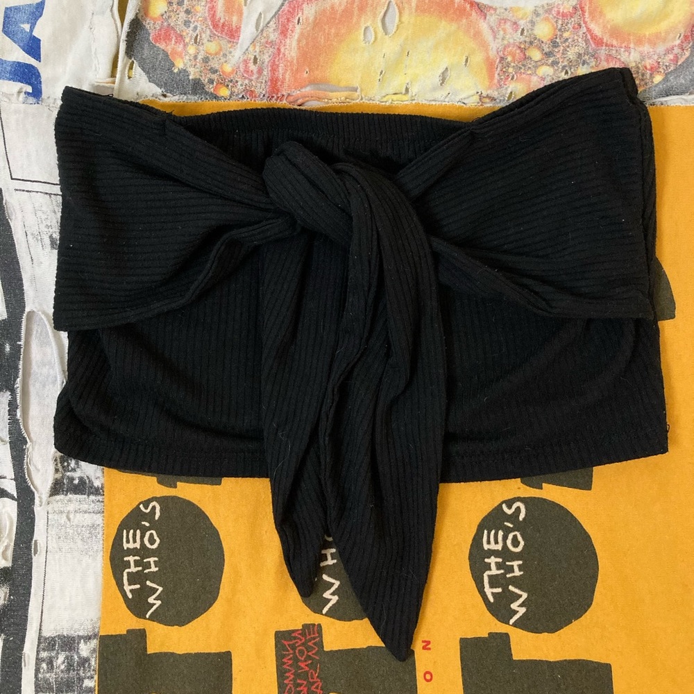 Strapless tie crop top